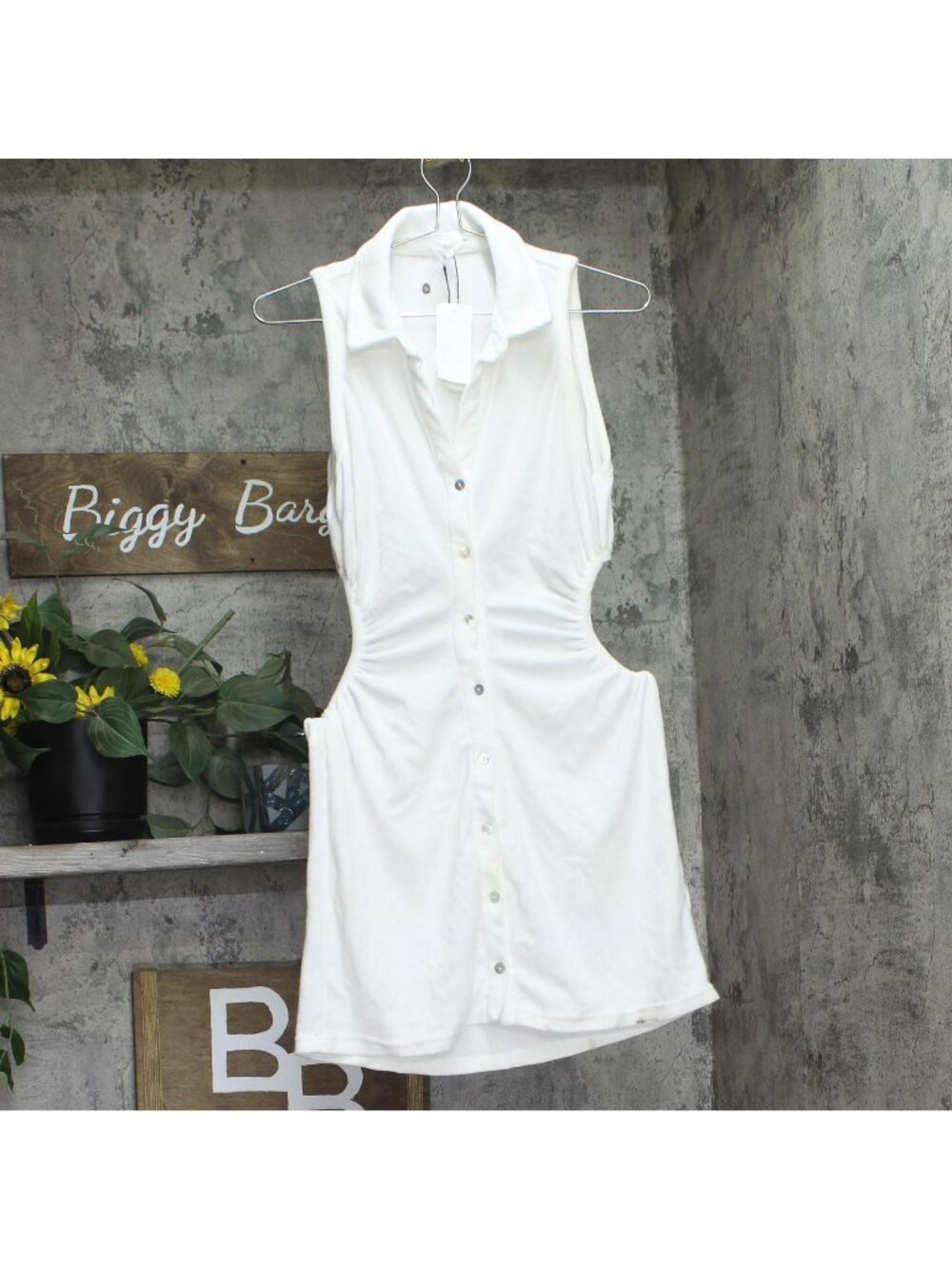 NIA Womens Courtside Cut-Out Dress Mini Button ND843 White M